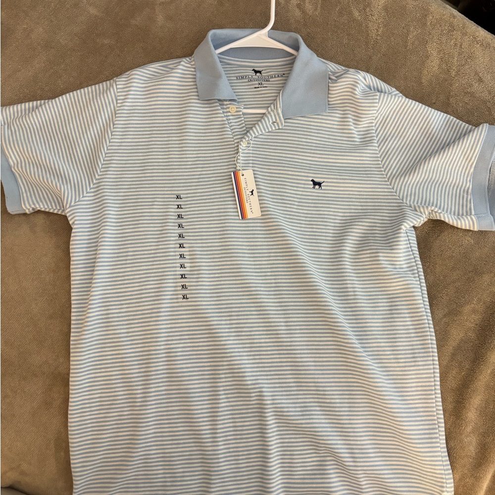 Simply Southern Blue and White Striped Polo Shirt